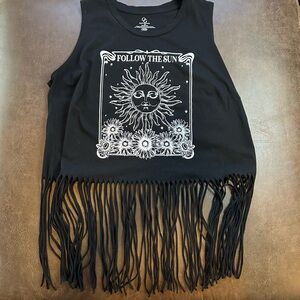 Black Hippie Cropped Tank Top
